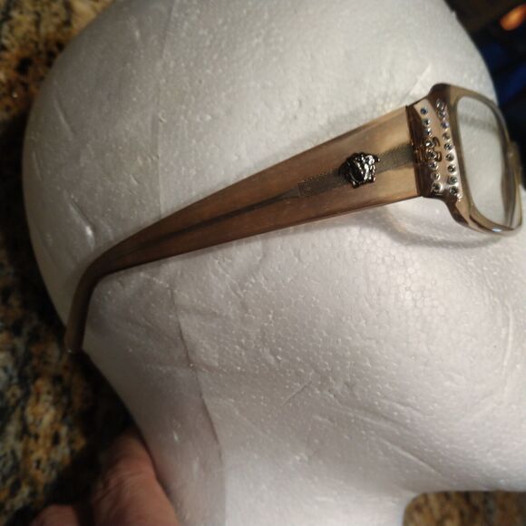 Versace Mod.4041-B 54-17-130 Brown Rectangular Eyeglasses Crystal Medusa Temple - Picture 3 of 12